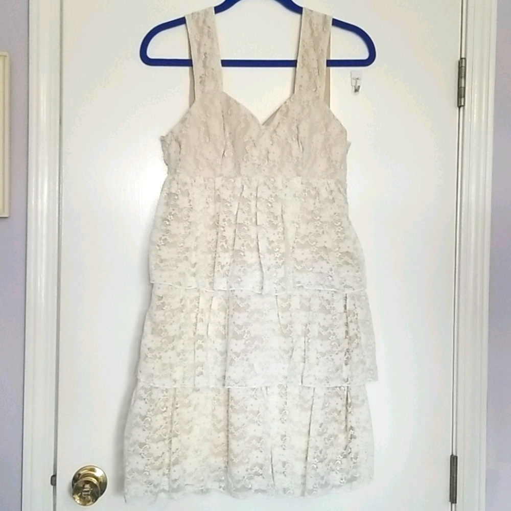 Olsenboye Lace Tiered Ruffle Dress